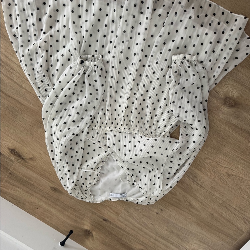 Zara White and Black Polka Dot Mini Dress
